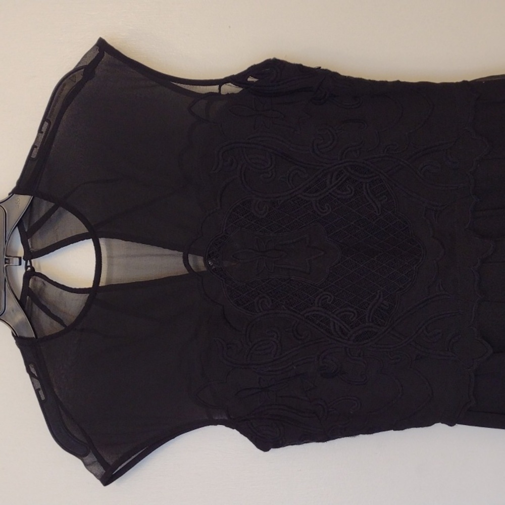 Dolce Vita Sheer Black Lace Mini Dress